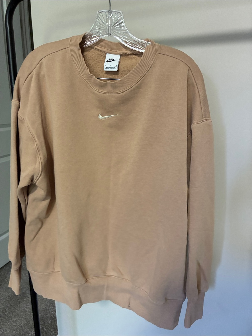 Nike Men’s Crewneck Sweatshirt in Tan with White Swoosh